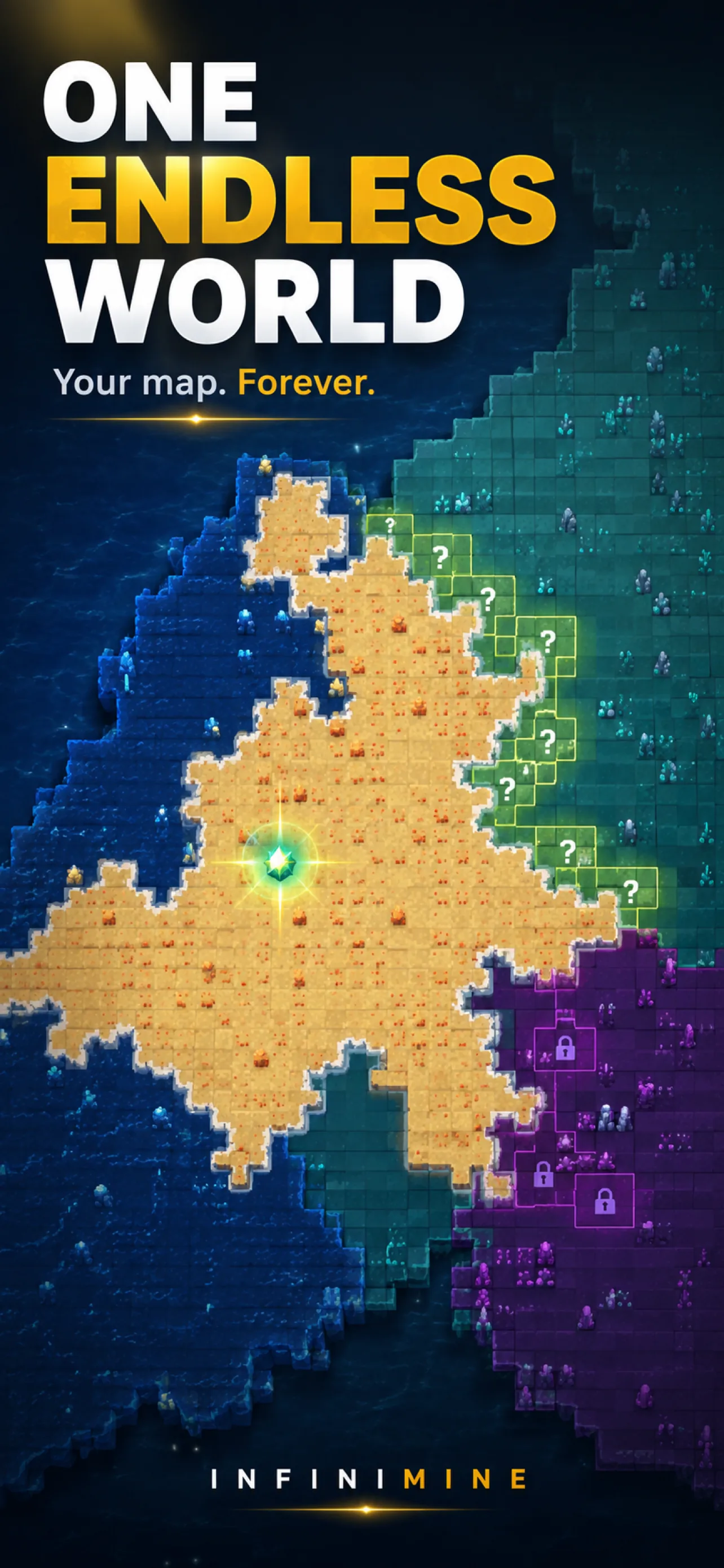 Screenshot 1 – One endless world: your permanent map of an infinite minesweeper grid