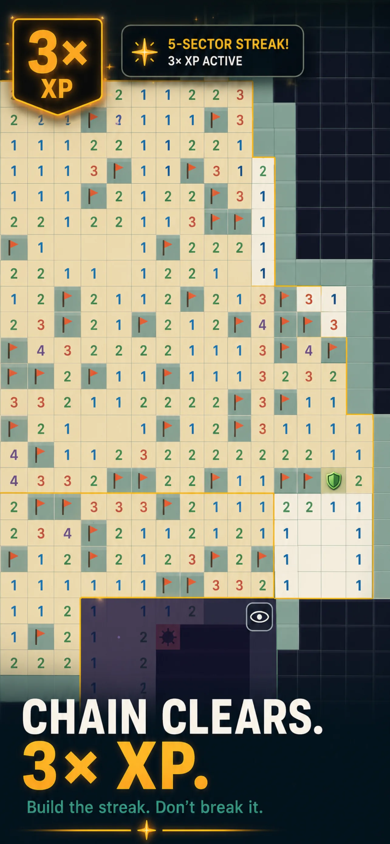 Screenshot 6 – Chain sector clears for up to 3× XP combo streaks