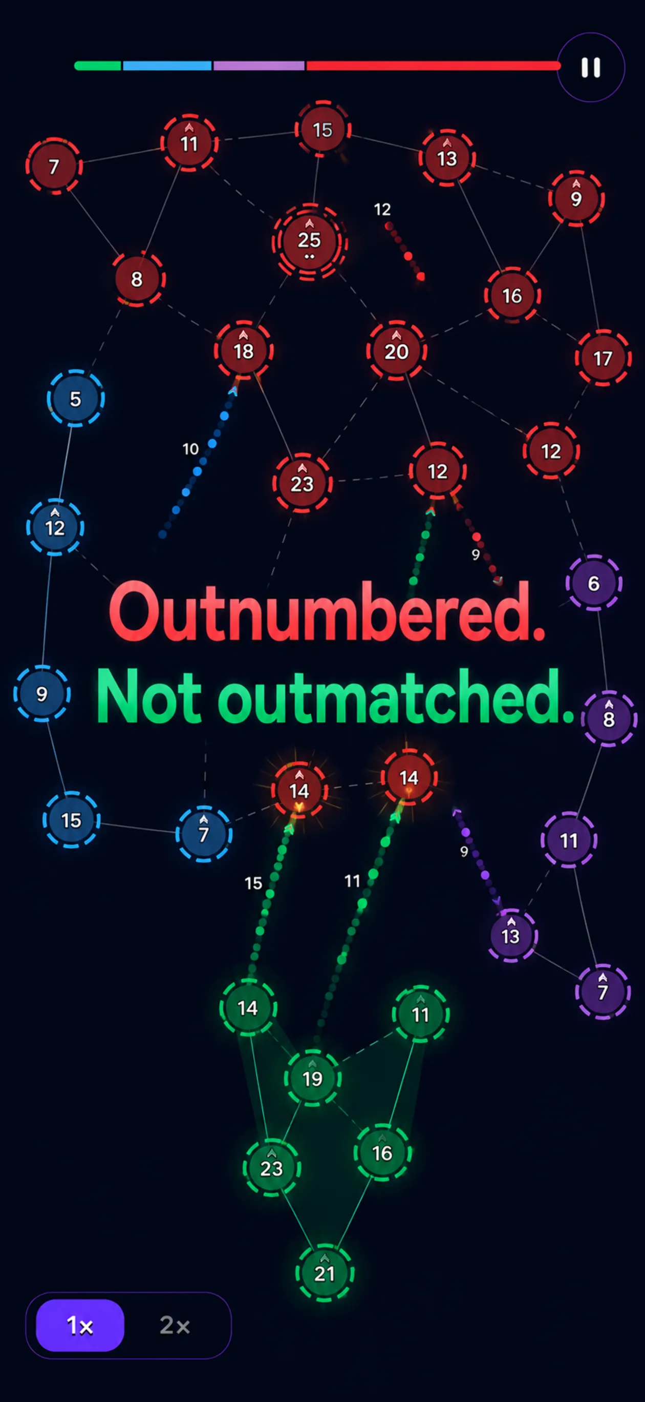 Screenshot 4 – Outnumbered, not outmatched: comeback plays through smart maneuvering